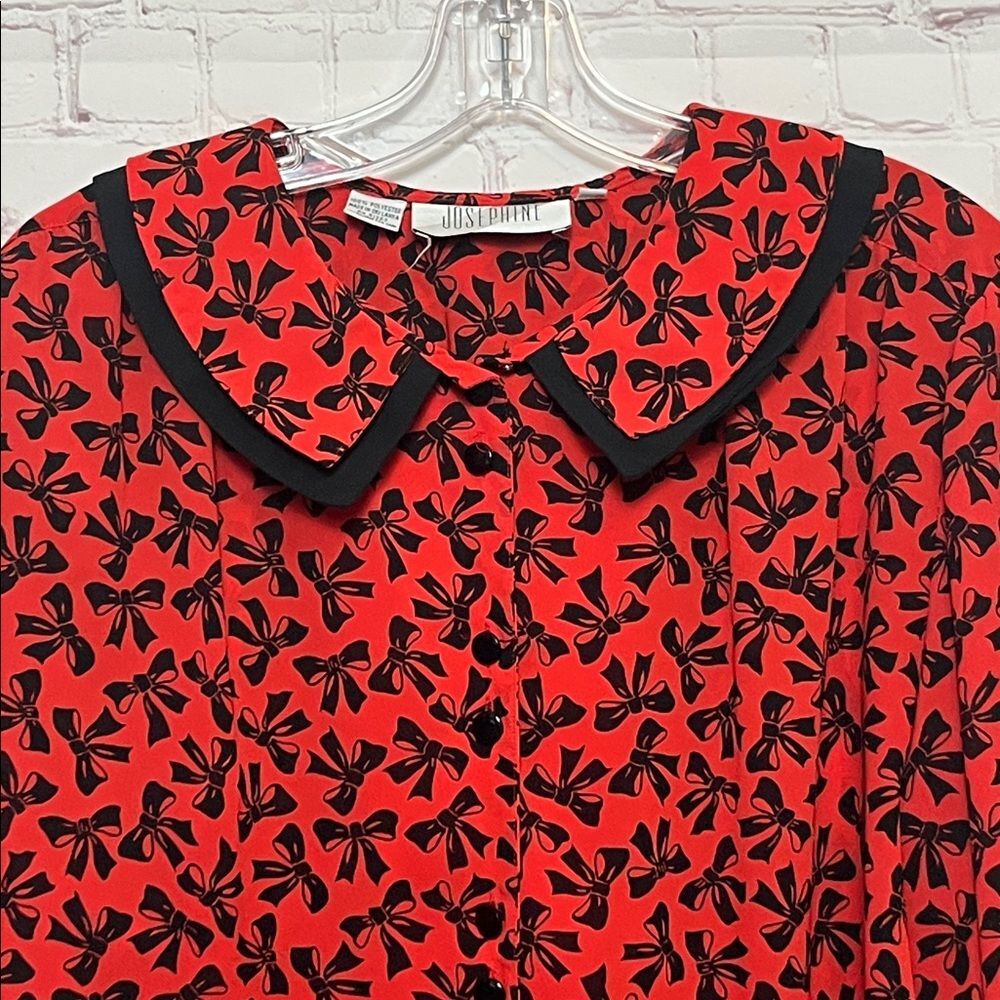 Vintage Josephine Red and Black Bow Blouse - Picture 2 of 10